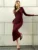 Pleated Slim Fashion Maxi Dress For Women Elegant High Waist Long Sleeve Bandage Autumn Dress Ladies Patchwork Long Dress
