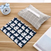 Cotton and Linen Paper Towel Set Cloth Tissue Box Bag Dustproof Waterproof Portable for Car Home Office Interior Tissue Boxes 2