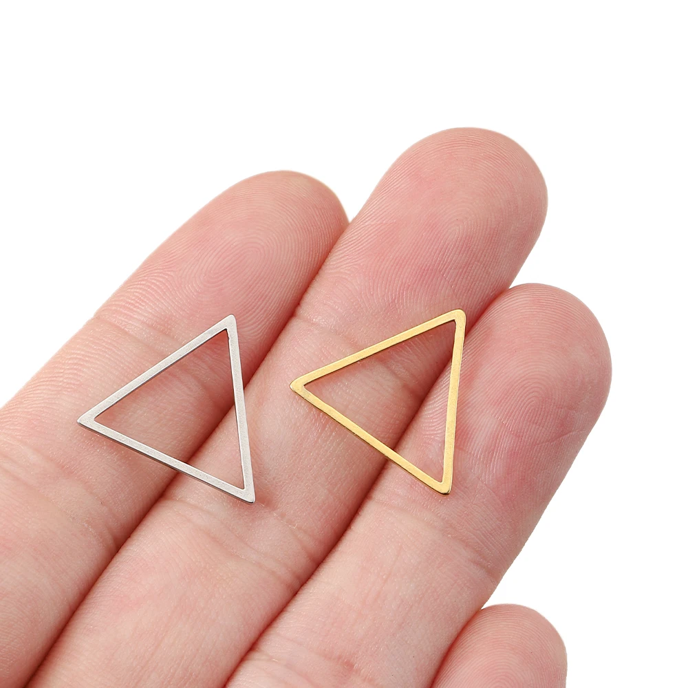20pcs Stainless Steel Key Ring Triangle Hoops Charms Pendant