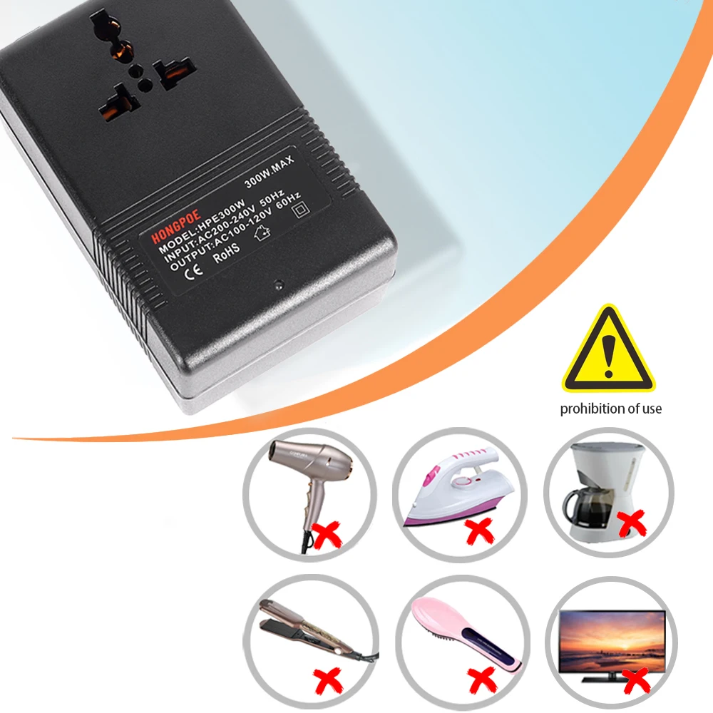 Dual-Wattage Voltage Converter with Built-in Thermostat