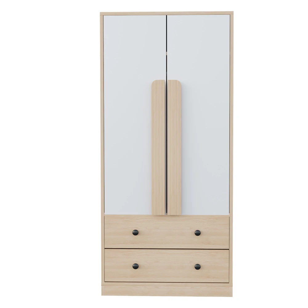 70*40*170cm Moderner Kleiderschrank, mit Schubladen und Ablagefächern, Doppeltür-Design, Kleiderschrank-Schlafzimmermöbel, Holz + Weiß – Detail 10