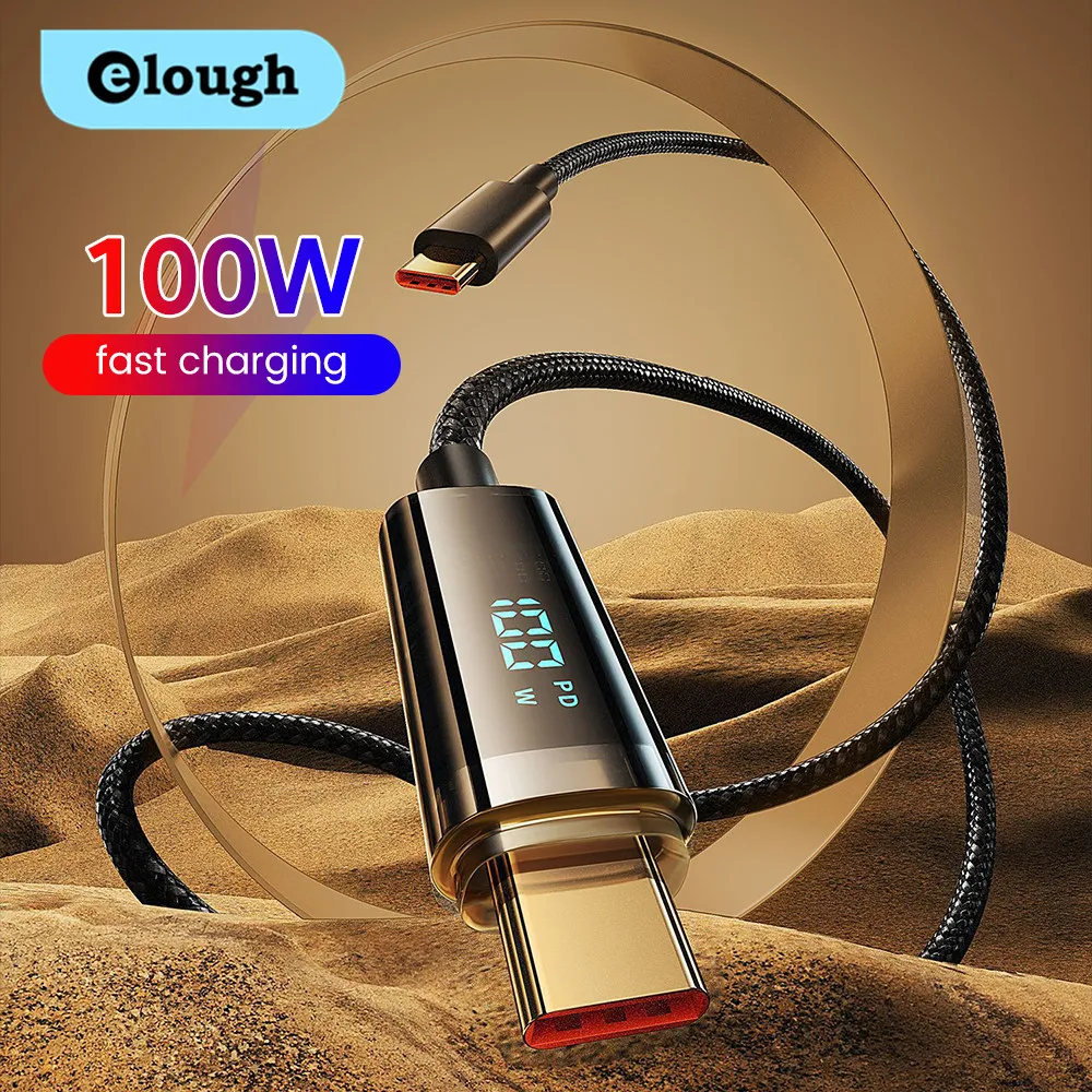 

Кабель зарядный Elough USB Type-C с поддержкой быстрой зарядки, 100 Вт