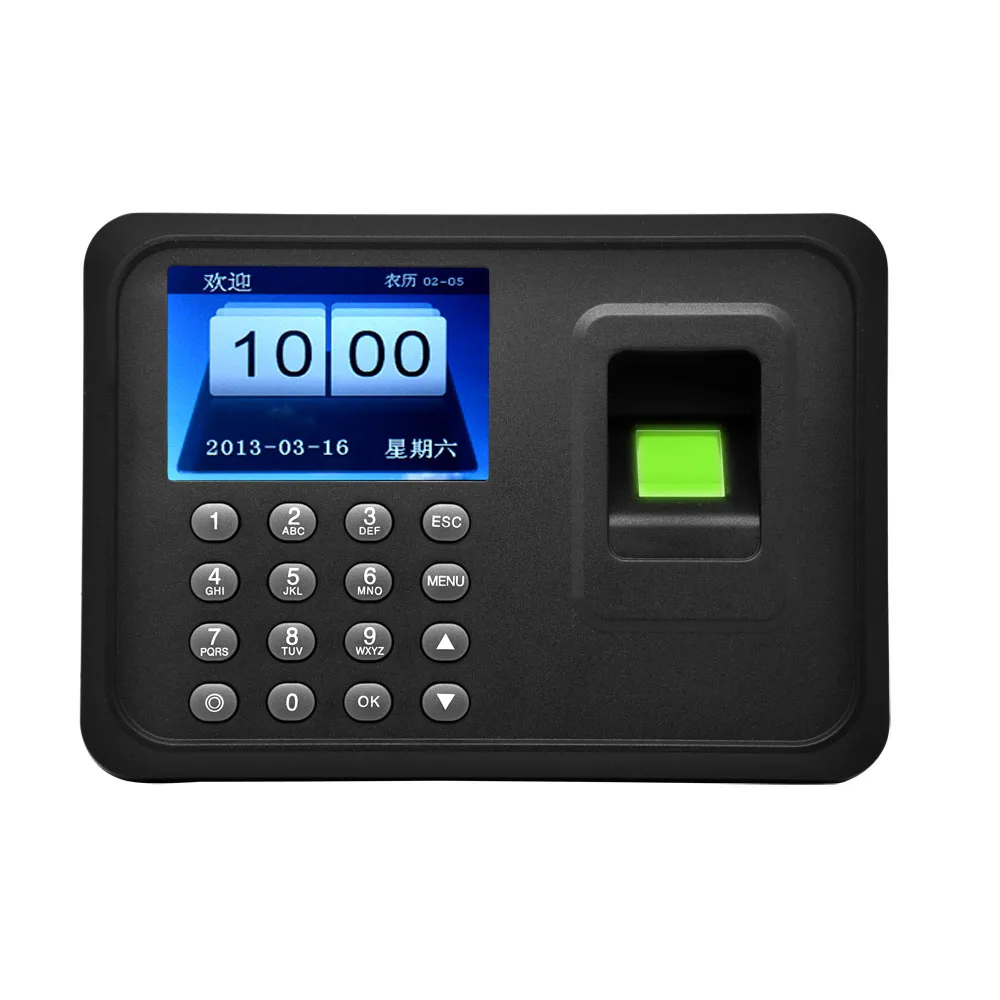 2.4" Muti-Language Fingerprint Attendance Biometric Machine System Employee Keypad Electric Time Clock Recorder USB Data Manage