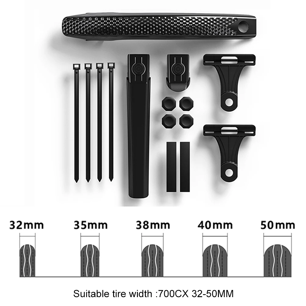 Bicycle Mudguard Strong Toughness Front Rear Tire Mud Guards Adjustable Front & Rear Mudguard for Front Rear Wheels Below 50mm