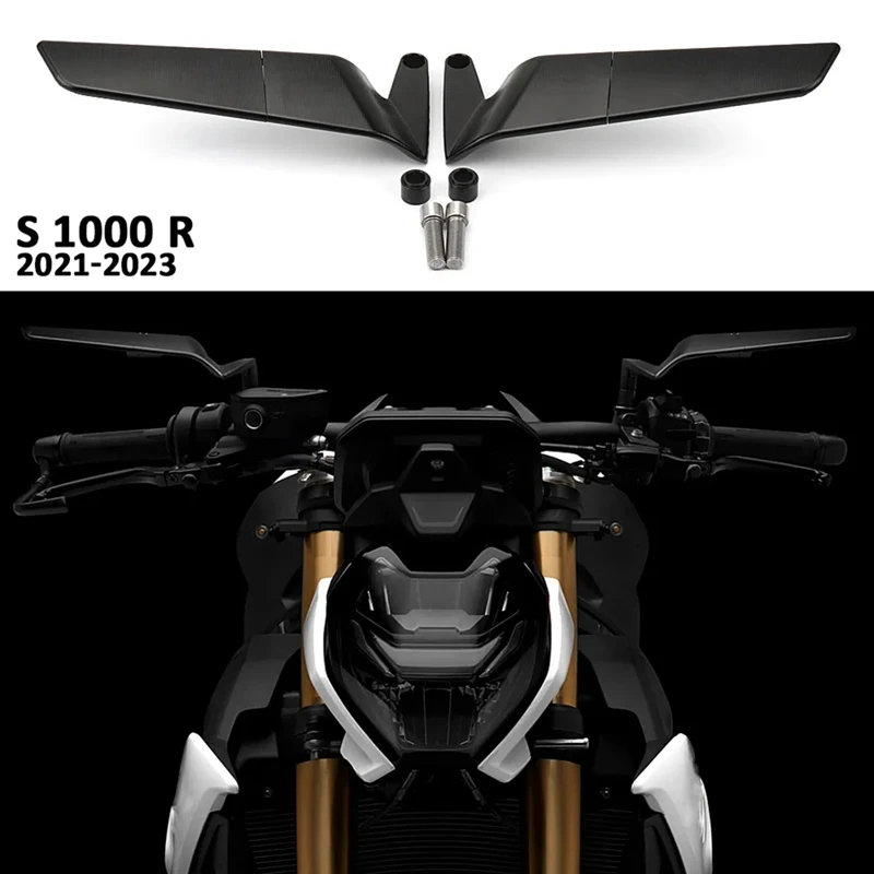 오토바이 사이드 미러 블랙 윈드 윙 사이드 백미러, BMW S1000R S 1000 R S1000R 2021 2022 2023