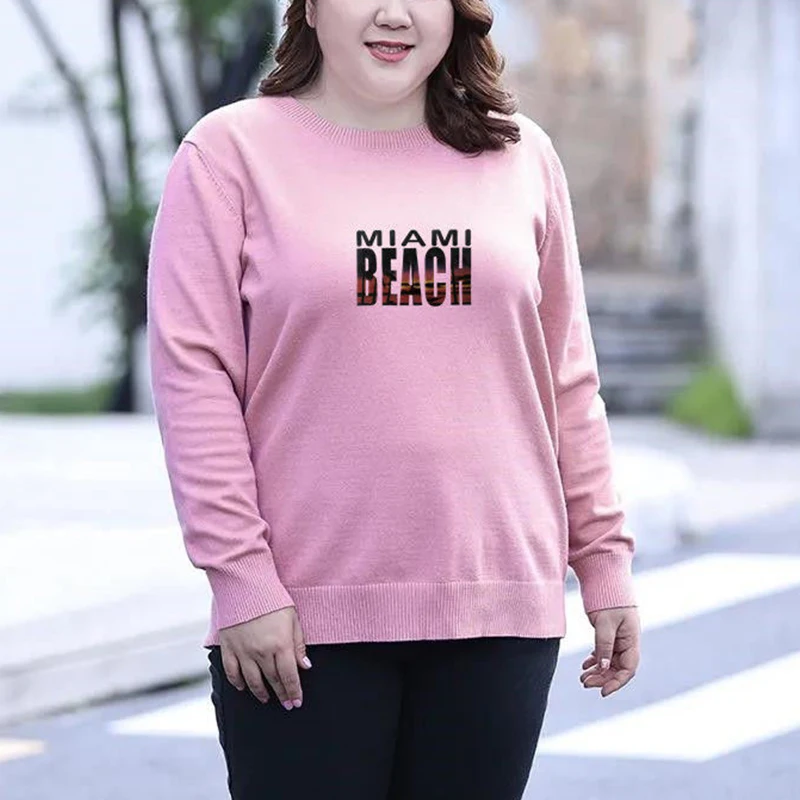 Spring Autumn Fashion Simple Letter Plus Size Female Sweatshirt Loose Casual Oversized Top Women Chic Trend Korean Lady Clothes