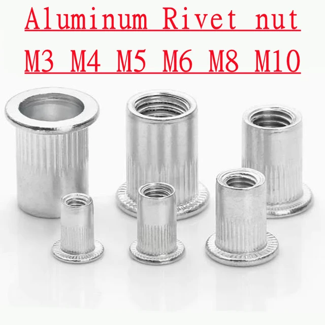 Écrou de rivet en aluminium à tête plate, inserts de rivet, M3