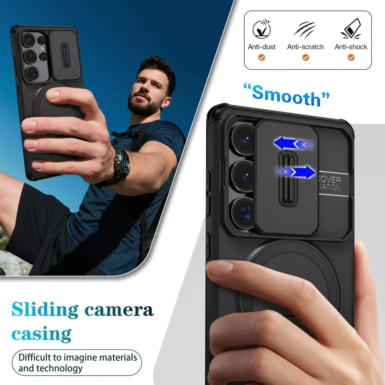 Armor Shockproof Magnetic Case with Lens Protection and Stand