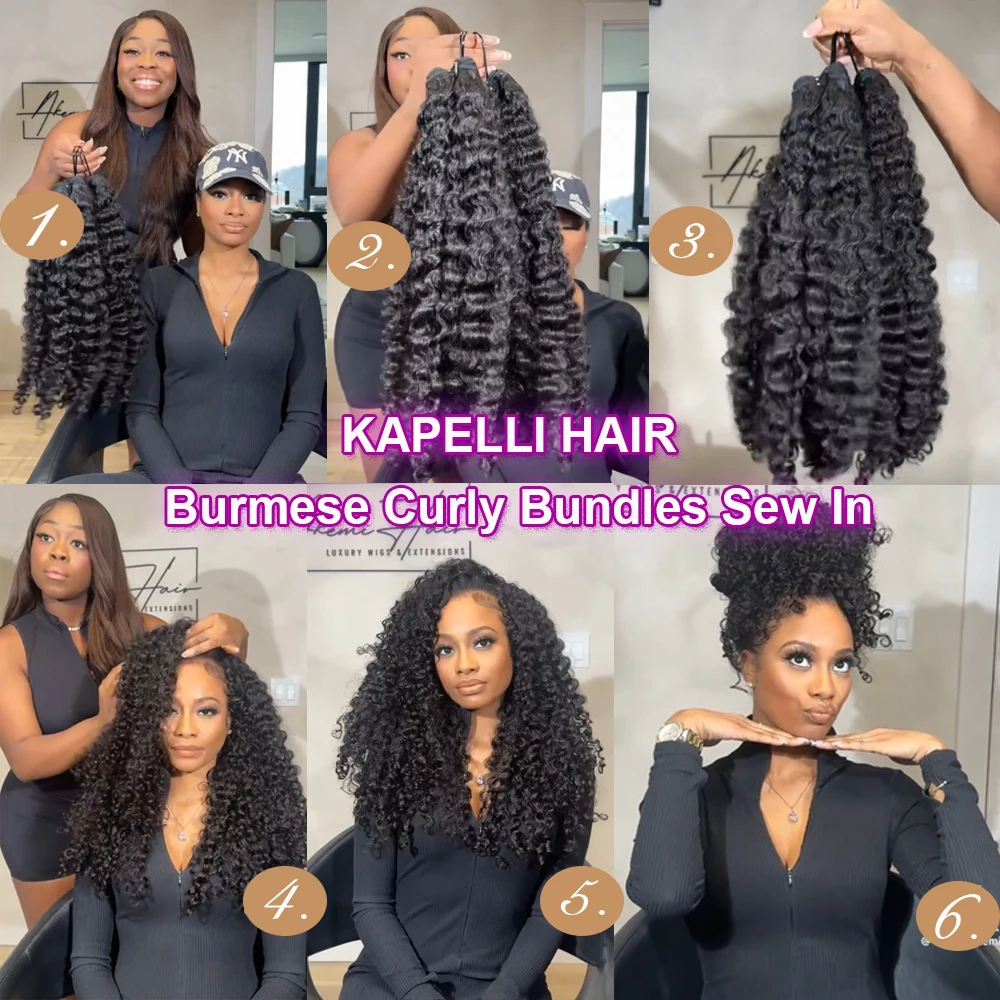 30inch Burmese Curly Hair Bundles 15A Burmese Curly Weave Bundles Deal 100% Raw Human Hair Ocean Spiral Curly Hair Extensions 5