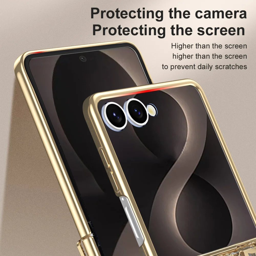 Premium Tempered Glass Screen Protector Case with Mechanical Vacuum Plating Cover
