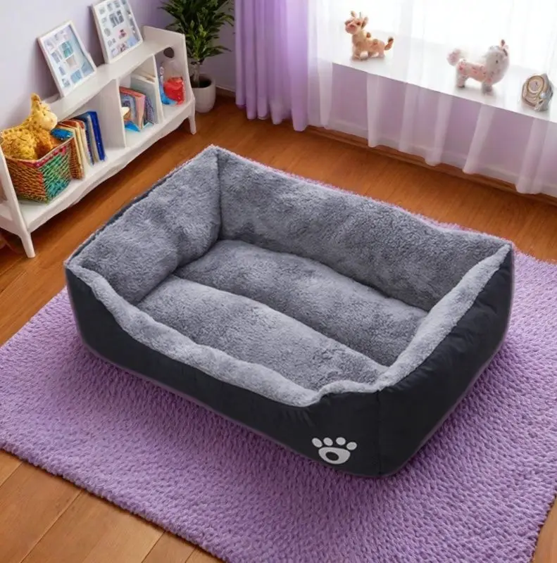 Plush Black Dog Bed 1