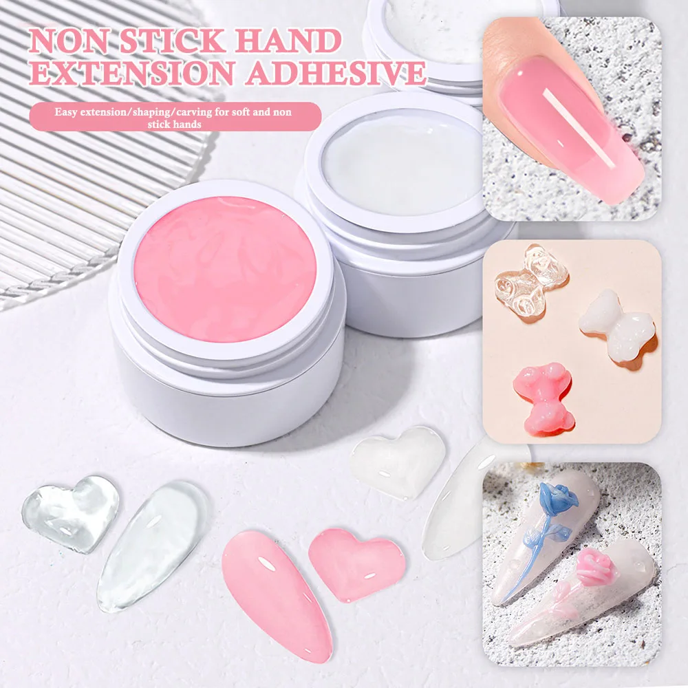 

15ml Solid Nail Gel For Acrylic False Nail Phototherapy UV/LED Light Pinch Nails Glue Clear Nude Pink Extension Manicure Gel