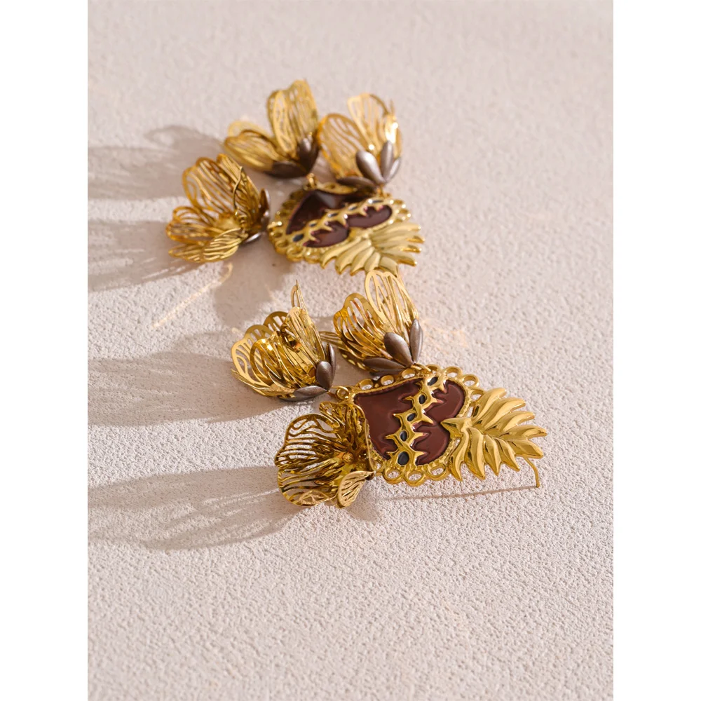 Yhpup Earrings Stainless Steel Golden Daily Versatile Jewelry Accessories