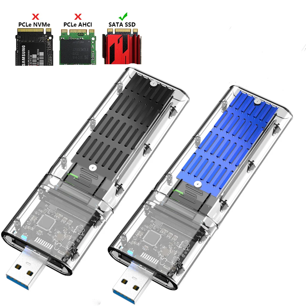 Kebidu Ssd Disk Box Adapter M2 A Usb 3.0 Ssd M2 Ssd Case Sata Chassis Per Pcie Ngff Sata M / B Key Per 2230/2242/2260/2280Mm