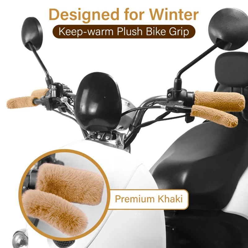 WinterKeepwarmPlushBikeGripBrakeHandleSleeveMotorcycleBicycle