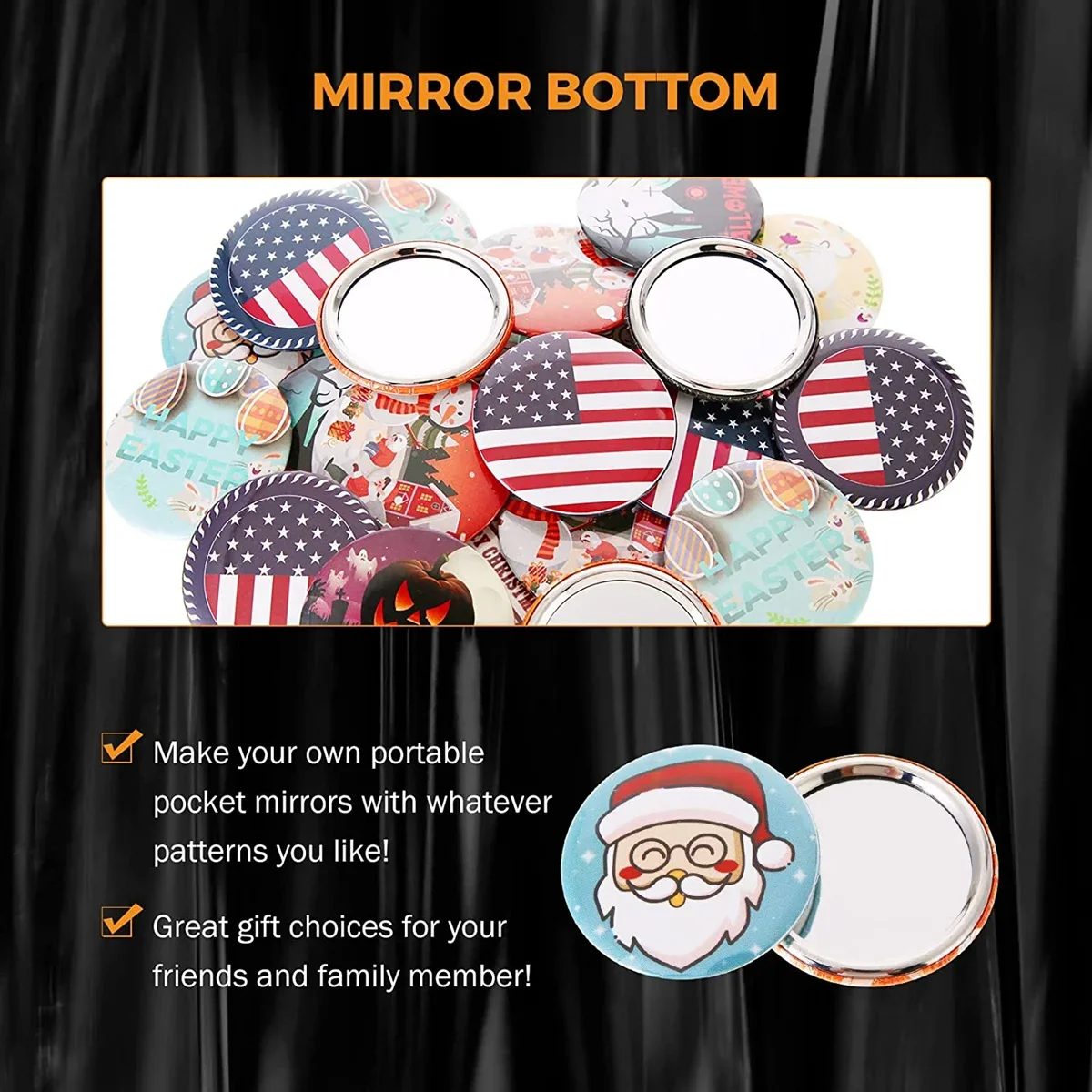 Blank Mirror Badge Button Maker Parts 58MM Badge Press Making Machine Supplies DIY Portable Pocket Mirror Button Parts 50/100Pcs button making supplies