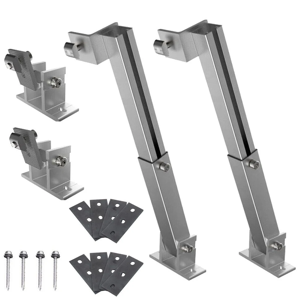 Kit Fixation Panneau Solaire Therlan Kit De Support De Panneau Solaire Pour 2 Modules, Convient Pour Toits En Tuiles En Acier Colorés, Toit En Tôle, Support Solaire En Aluminium De 200 Mm