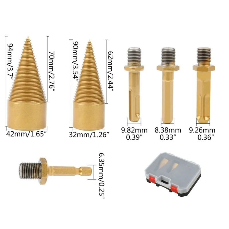 367D Splitters Drill Bit 42mm 32mm Log Splitters Drill Bit Kindling Splitters Square Round for Wood Splitting