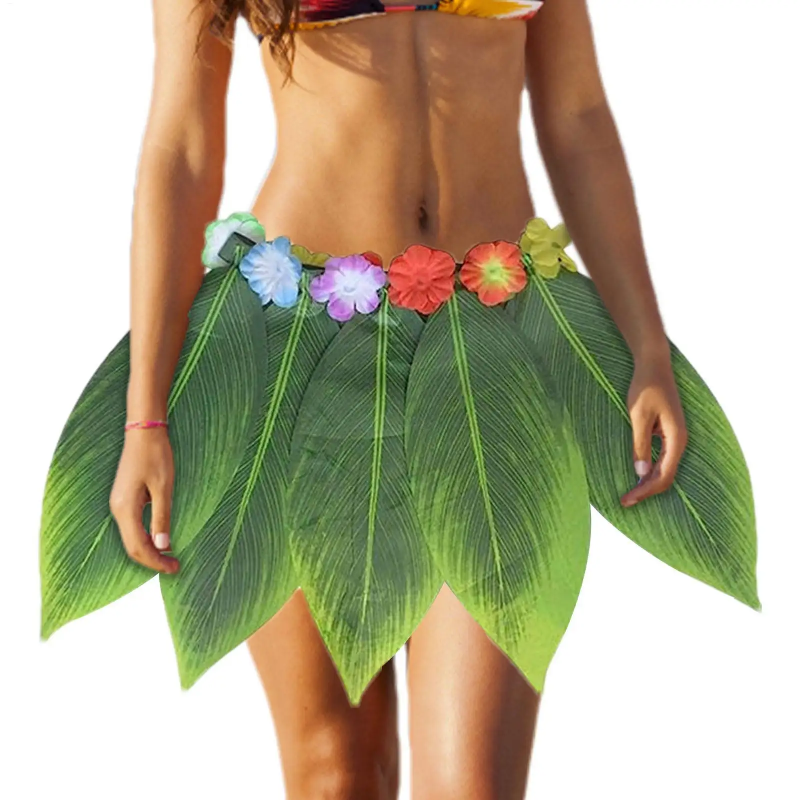 Hawaii-Röcke für Damen, grüne hawaiianische Grasröcke, Kostüme, Bekleidung für Halloween, Lagerfeuer, Bühnenaufführung, Foto, Party, Strand