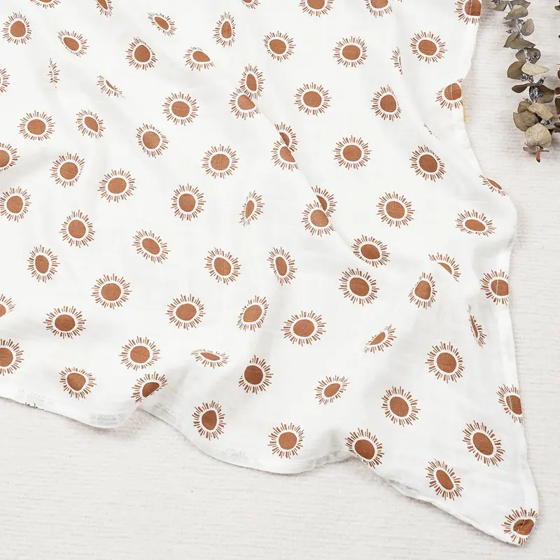 Elinfant Cute Soft Print Baby Towel Wrap 120x110cm Bamboo Cotton Baby Muslin Swaddle Blanket - Image 17