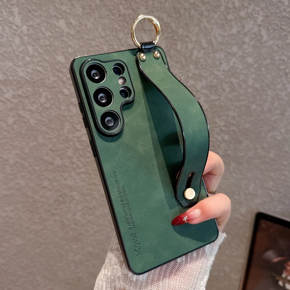 Matte Kunstleder-Handyhülle mit Handgelenkschlaufe und Standfunktion für Samsung Galaxy S26 S25 S24 S23 S22 S21 Ultra Plus, stoßfeste Schutzhülle aus Schafsleder. – Detail 9