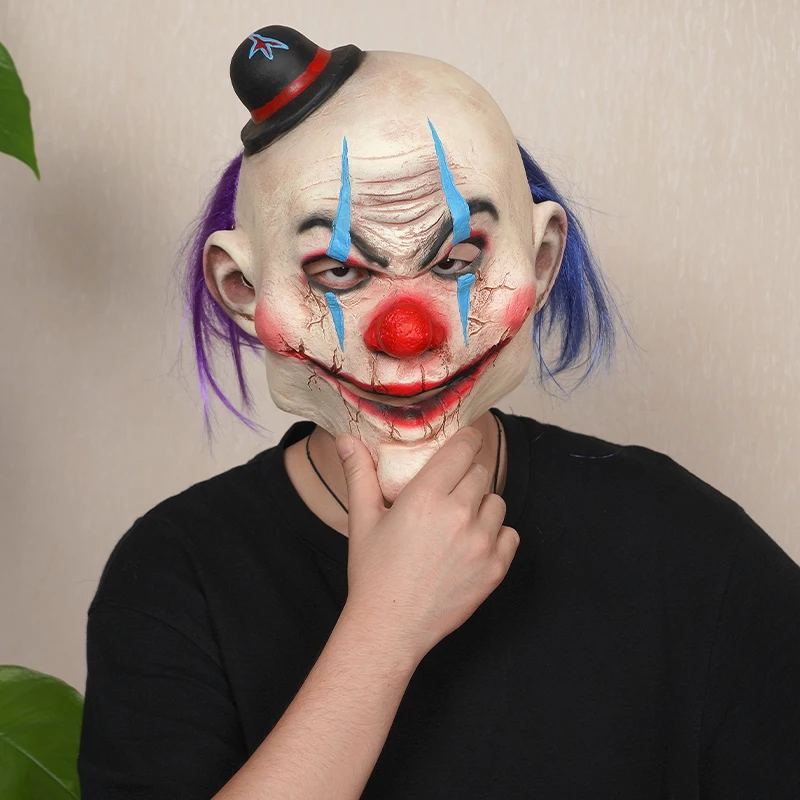قناع مهرج شعبي بتصميم مضحك، مصنوع من مادة اللاتكس...