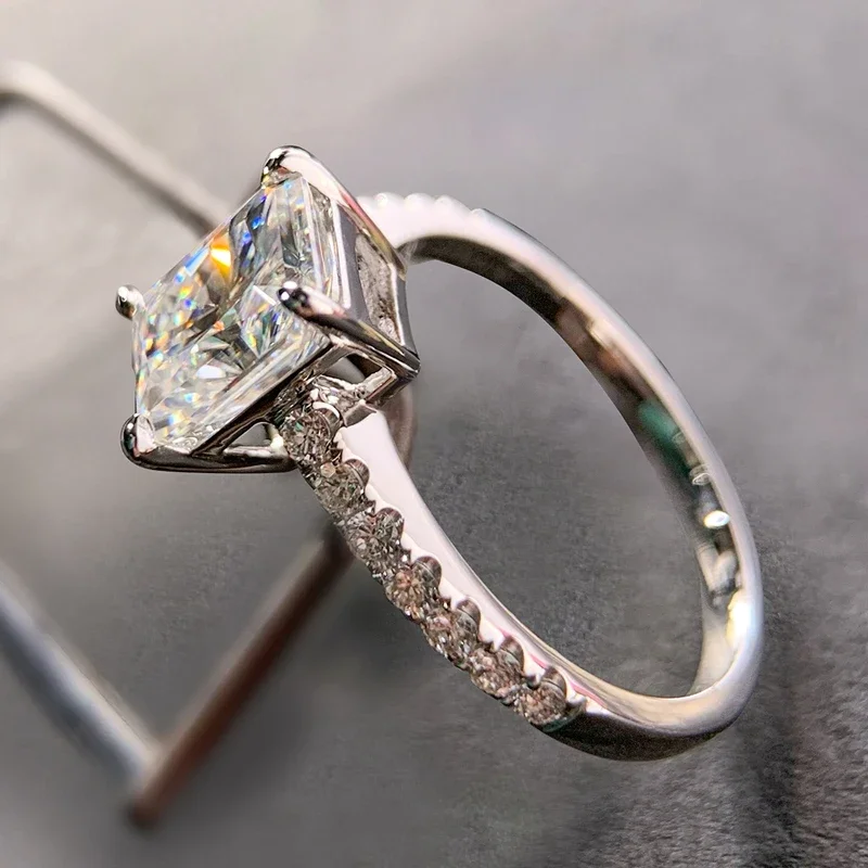 Wedding Rings Finger Rings Engagement Rings NKHOG 1ct 2ct 3ct 7x9mm Moissanite Rings 925 Sterling Silver Colorless VVS Diamond Engagement Wedding Ring Women Band Jewelry
