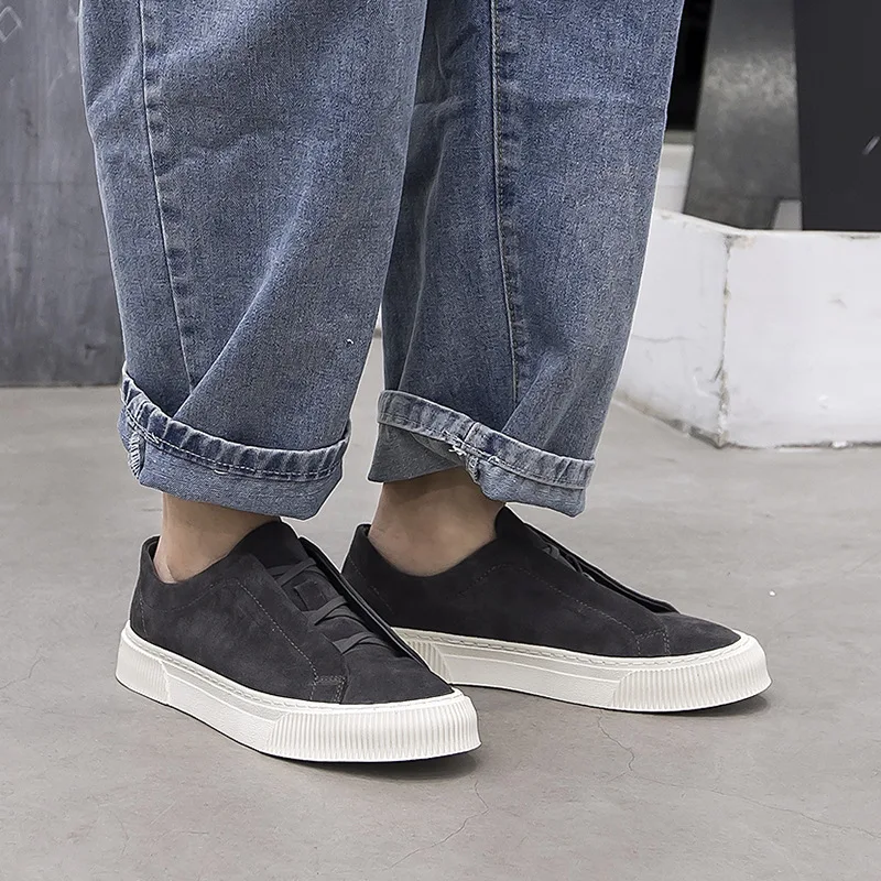 New Trendy Brand Men's Shoes Breathable Low Top One Step Step Fit Footboard Shoes Men's Suede Casual Shoes Trend