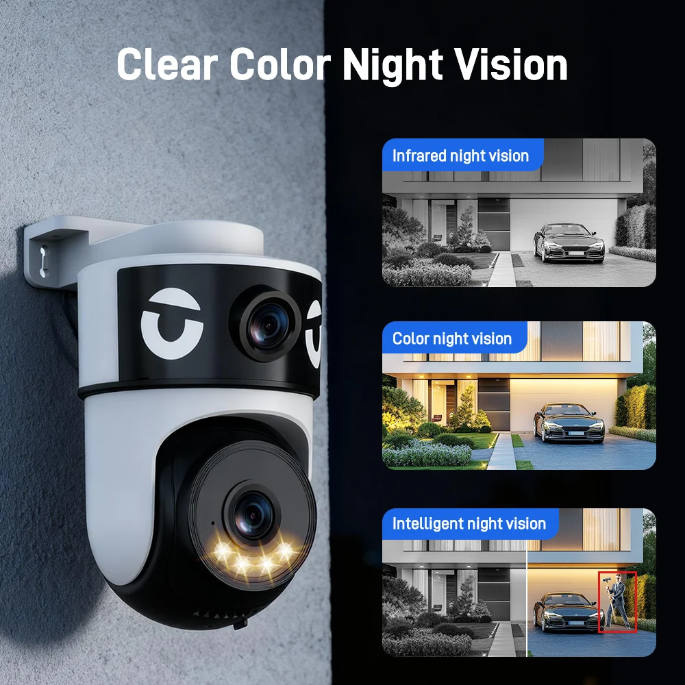 5K 10MP WiFi Camera Waterproof Dual Lens Dual Screen CCTV Security Protection Ai Tracking Street Cam Surveillance O-kam Pro 2