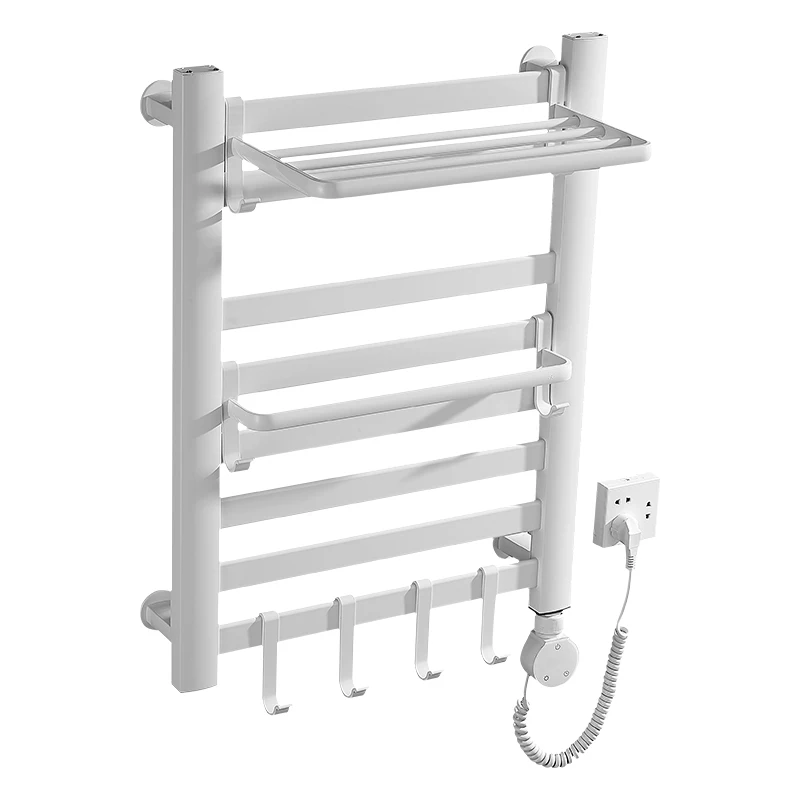 Smart electric towel rack home toilet non-punch hole bathroom electric heating automatic drying bath towel rack wall-mounted
