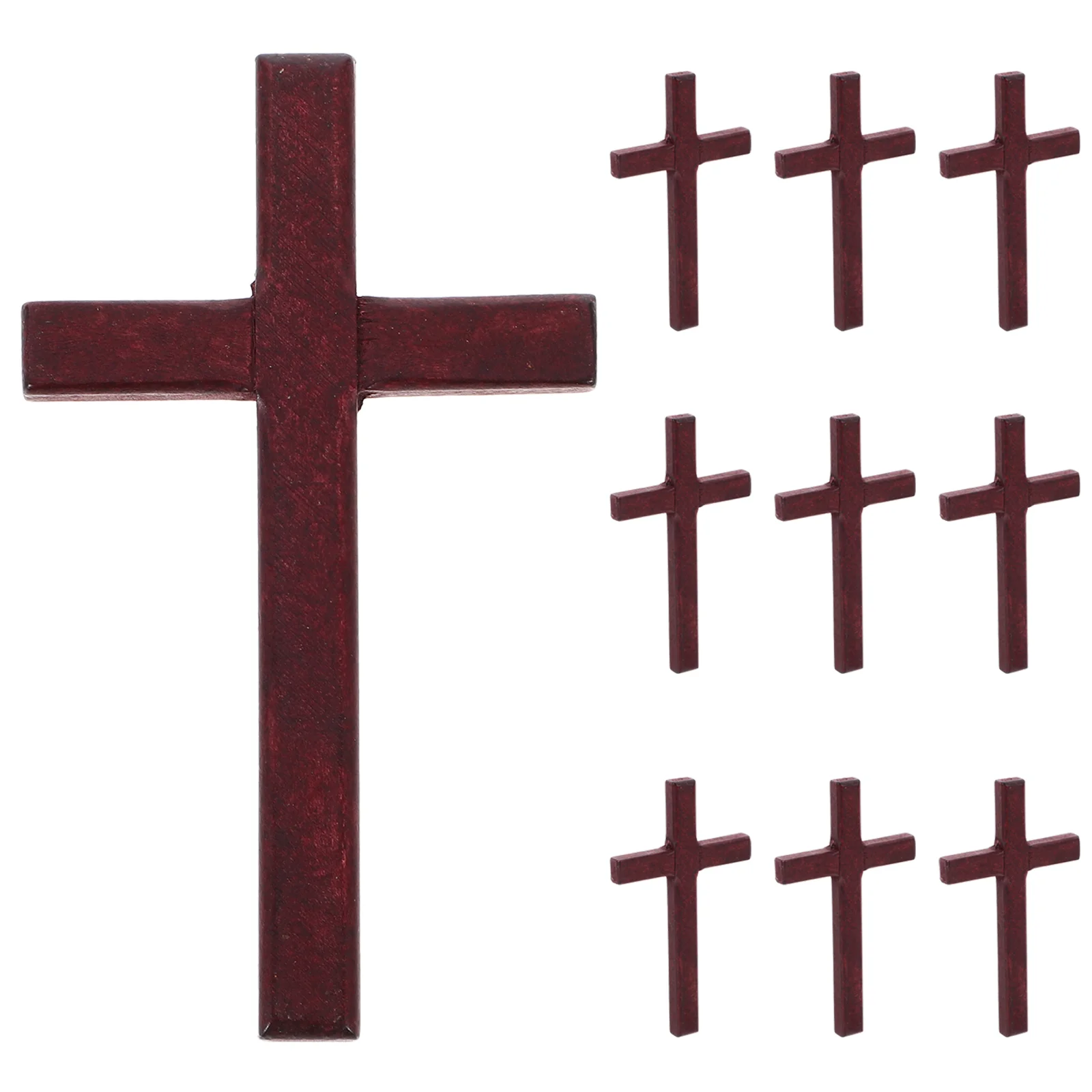 

10 Pcs Wooden Cross Nativity Christmas Ornaments Church Handheld Decorations Decorative