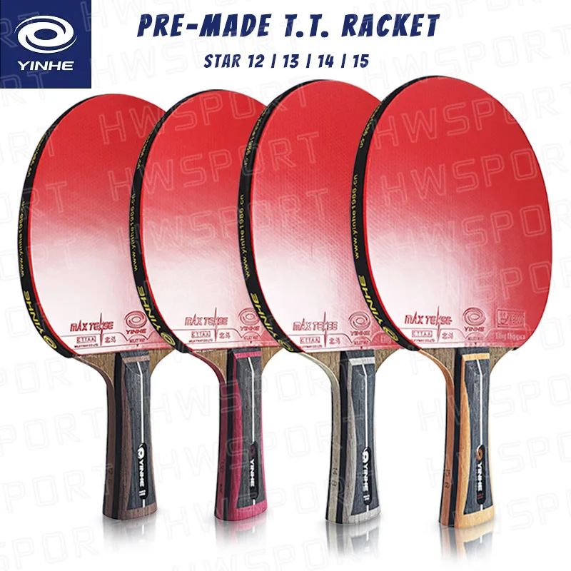 

YINHE Professional Table Tennis Racket Pre-made 12 13 14 15 Star Ping Pong Racket Paddle 5 Wood 2 Carbon Offensive Bat for Speed