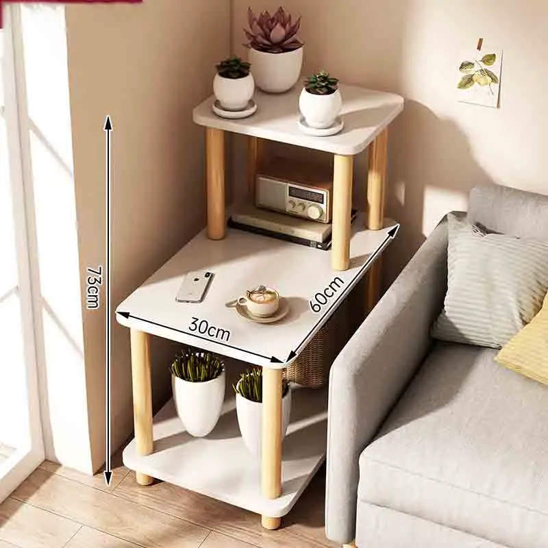 3-Tier Side Table Narrow Tall End Table With Storage Rack Wooden Nightstand Bedside Table For Home Living Room Bedroom Office