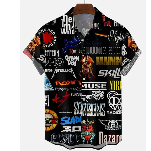 New Men's Short Sleeve Hawaiian Shirt 3D Printed Oversized Hip Hop Shirt Rock Style Resort Casual Men's Clothing