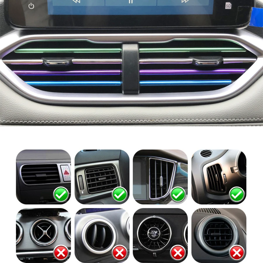 Car Accessories 10PCS 20cm Universal Car Air Conditioner Outlet Decorative U Shape Moulding Trim Strips Car Styling
