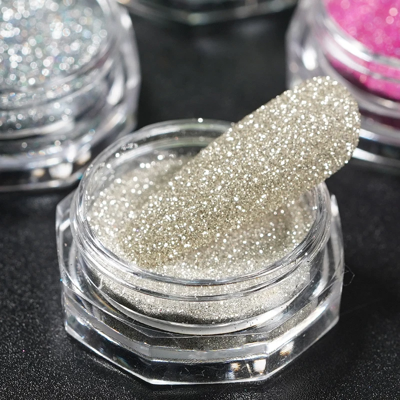 HNDO Shiny Reflective Sparkle Glitter Nail Diamond Powder for Party Disco Nail Art Manicure Design Decor Colorful Dust Pigment