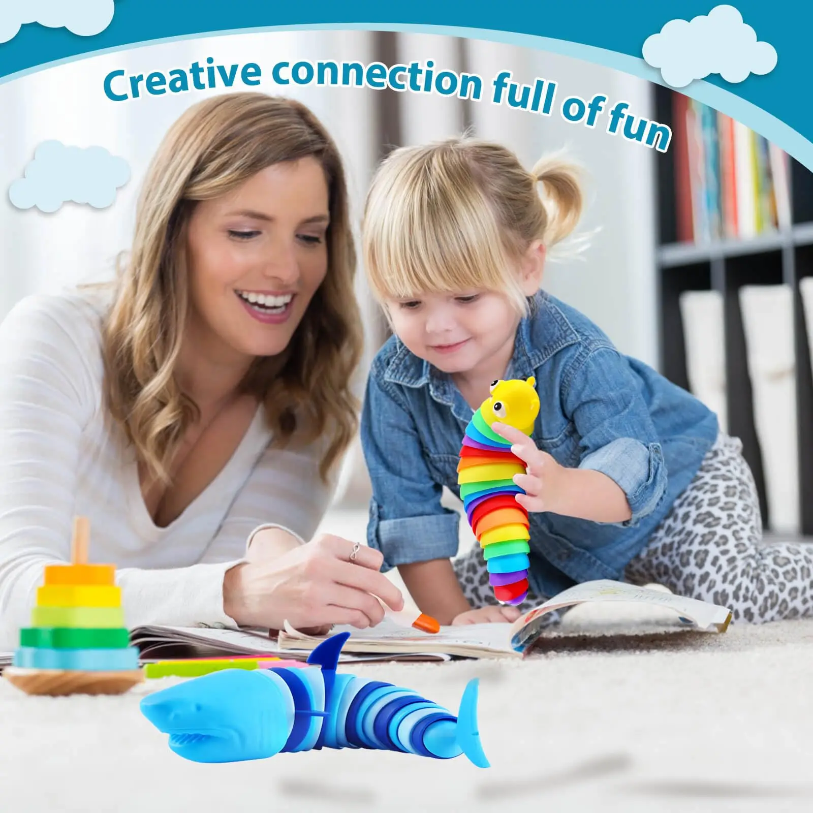 Cevioce Fidget Slug toy 2-piece set (random color), ideal for stress relief and sensory gaming, promoting focus and calmness 4
