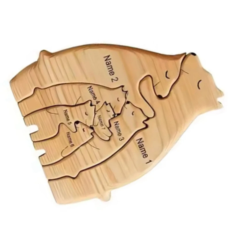 T43C-Art Wooden Bear Family Puzzle Custom Home Decor Thanksgiving Christmas Heartwarming Gift