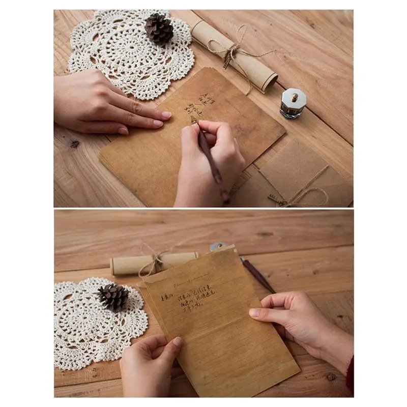 A46M-12 Pcs 빈티지 크래프트 종이 필기 용지 편지 쓰기 용 유럽 스타일 종이 편지 용지 문구 용품