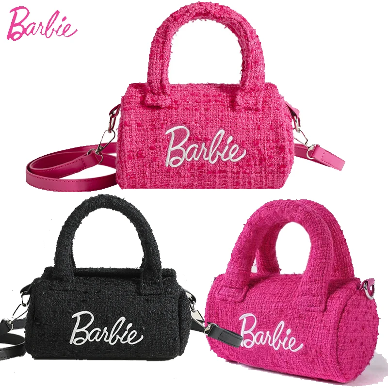 Fashion Pillow Barbie Bags Kawaii Accessories Women Handbag Pink Black Niche Design Fragrance Style Cylindrical for Girls Gift genuine leather bag strap replacement shoulder handbag accessories for women bags belt length 112cm