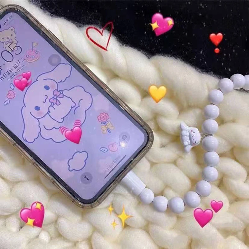 

Милый музыкальный браслет Kawaii Melody Cinnamoroll, Usb-кабель для зарядки, шнур для передачи данных в стиле аниме Sanrios Kuromi, кабель Type-C для Iphone, Samsung, Huawei, Mi