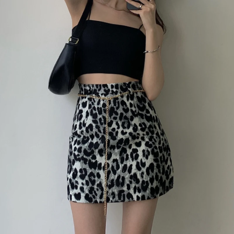 JMPRS Chiffon Women Leopard Mini Skirt Summer High Waist A Line Korean Female Skirt Casual Fashion Khaki Black Faldas New nike tennis skirt