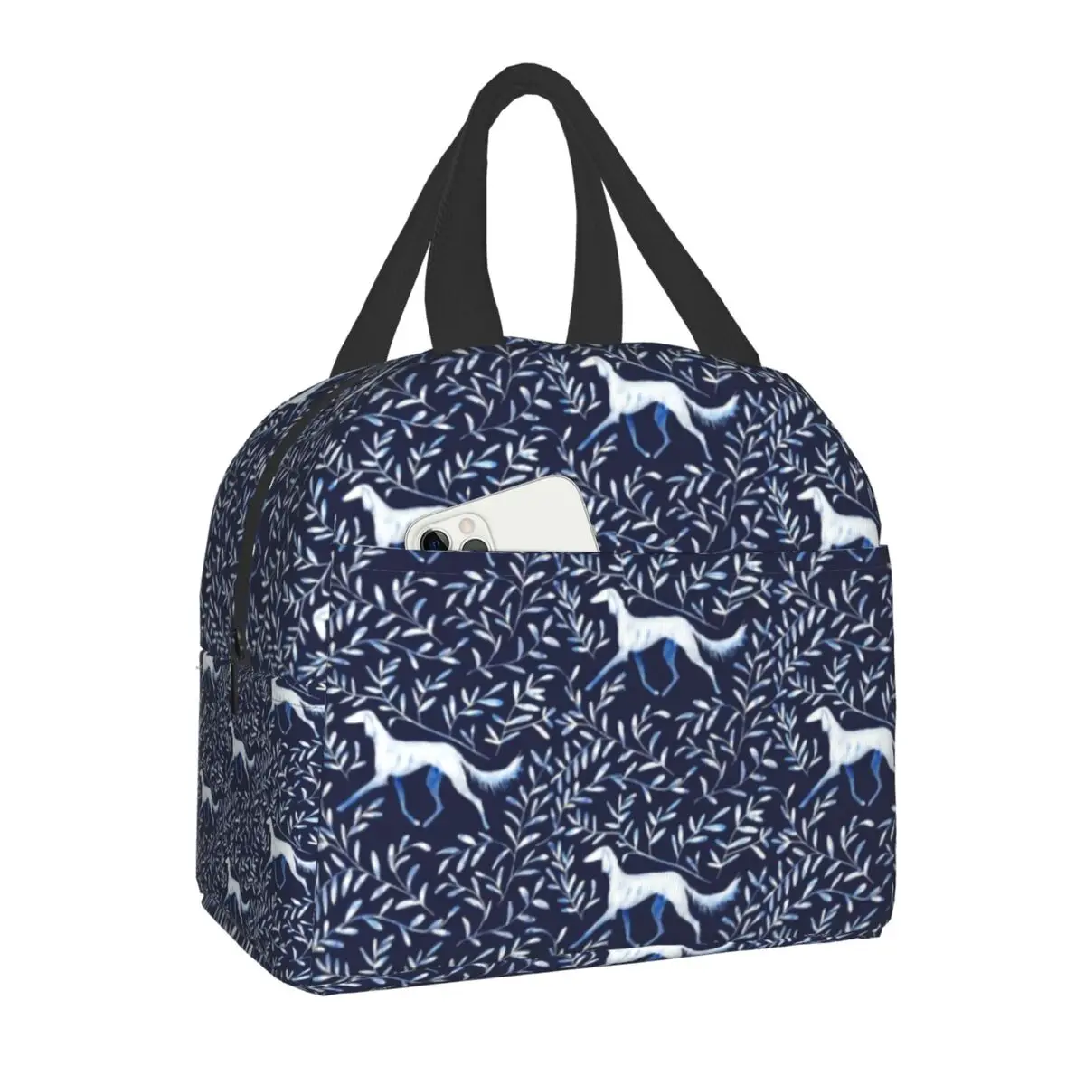 

Saluki Greyhound Insulated Lunch Bags for Work School Whippet Sighthound Dog Portable Cooler Thermal Lunch Box Women Children
