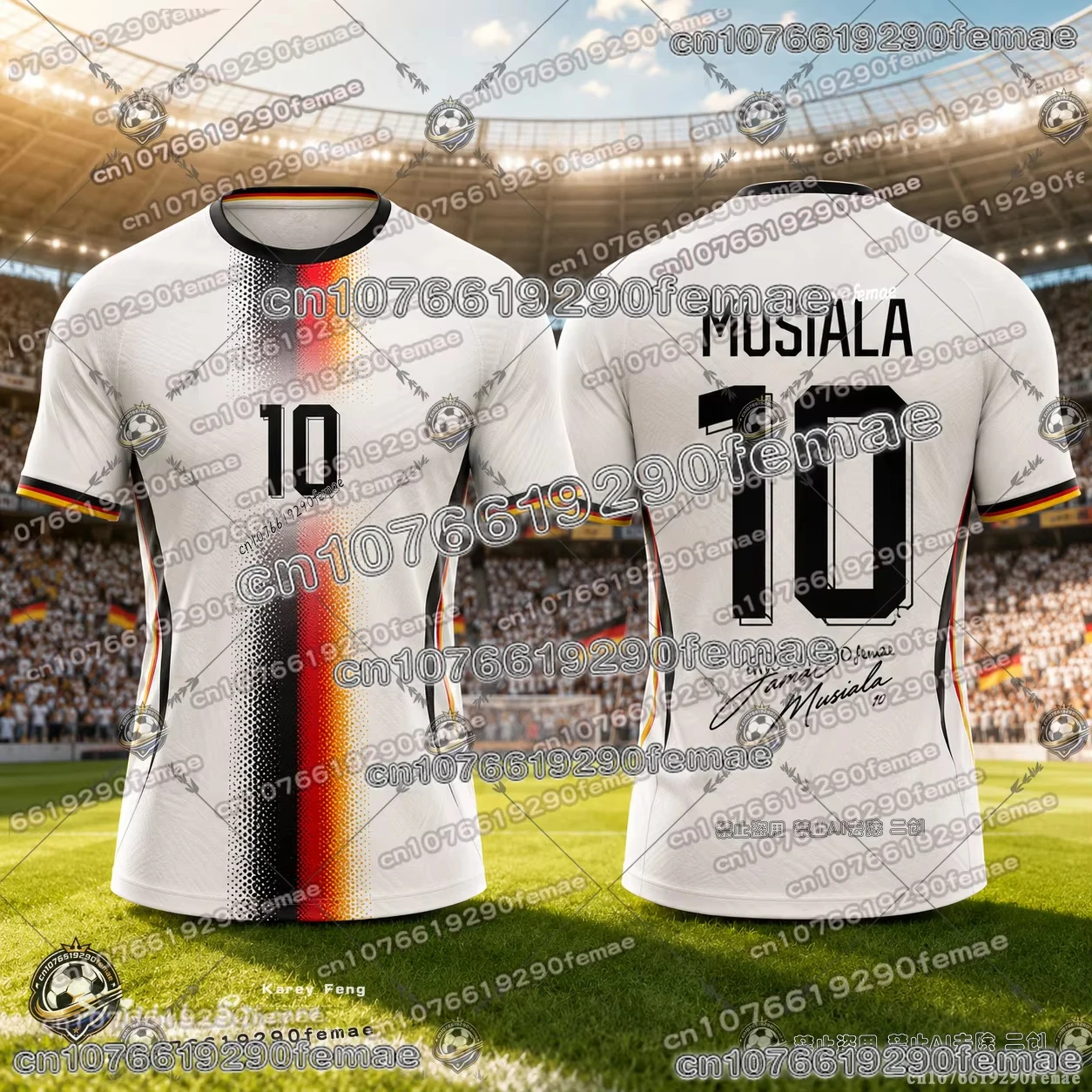 2026 Sommer Neues Musiala Deutschland Fußballtrikot Spezielles Gedenktrikot für Kinder und Erwachsene Atmungsaktiv Schnelltrocknend F