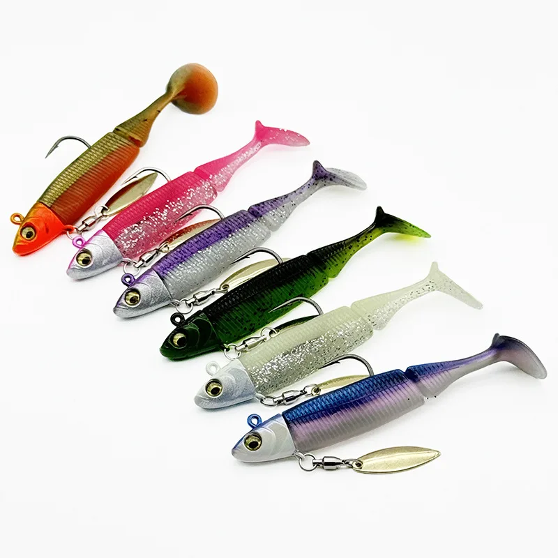 6Pcs 15.5g 22g  Jig Head Artifial Bait  Jigging Soft Fishing Lure with T Tail  for Sea Fishing Bass Snapper Freshwater