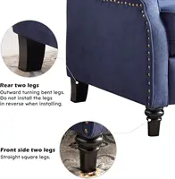 EBELLO Push Back Recliner Chair Fabric Lounge Armchair Pushback Recliner with Padded Seat for Living Room 4