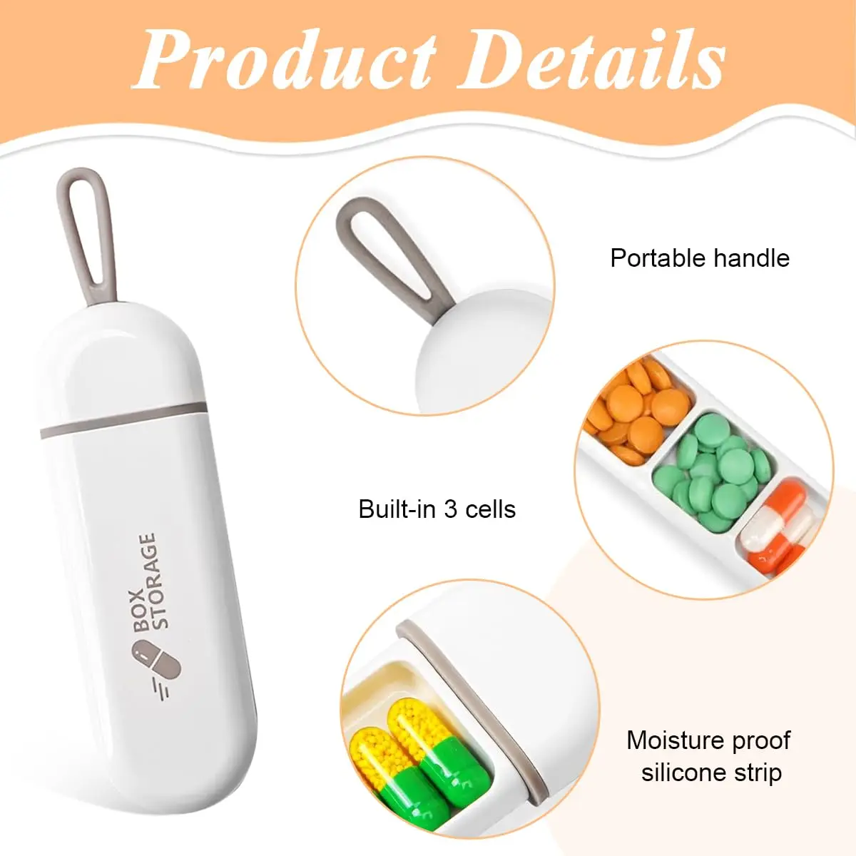 Mini Daily Pill Neat And Tidy Pill Management Travel Pill Box Tiny Box Easy to Carry Waterproof Protection 3 Times a Day