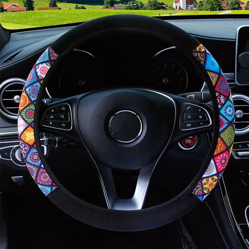 Steering Wheel Cover No Inner Ring Diving Material Elastic for Car