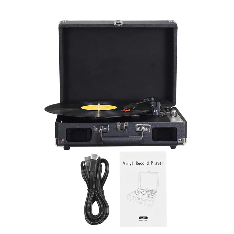Vintage Vinyl Record Player BT Phonograph USB Recording 33/45/78RPM Support for 7/10/12inch Vinyl Record Turntable Record Player