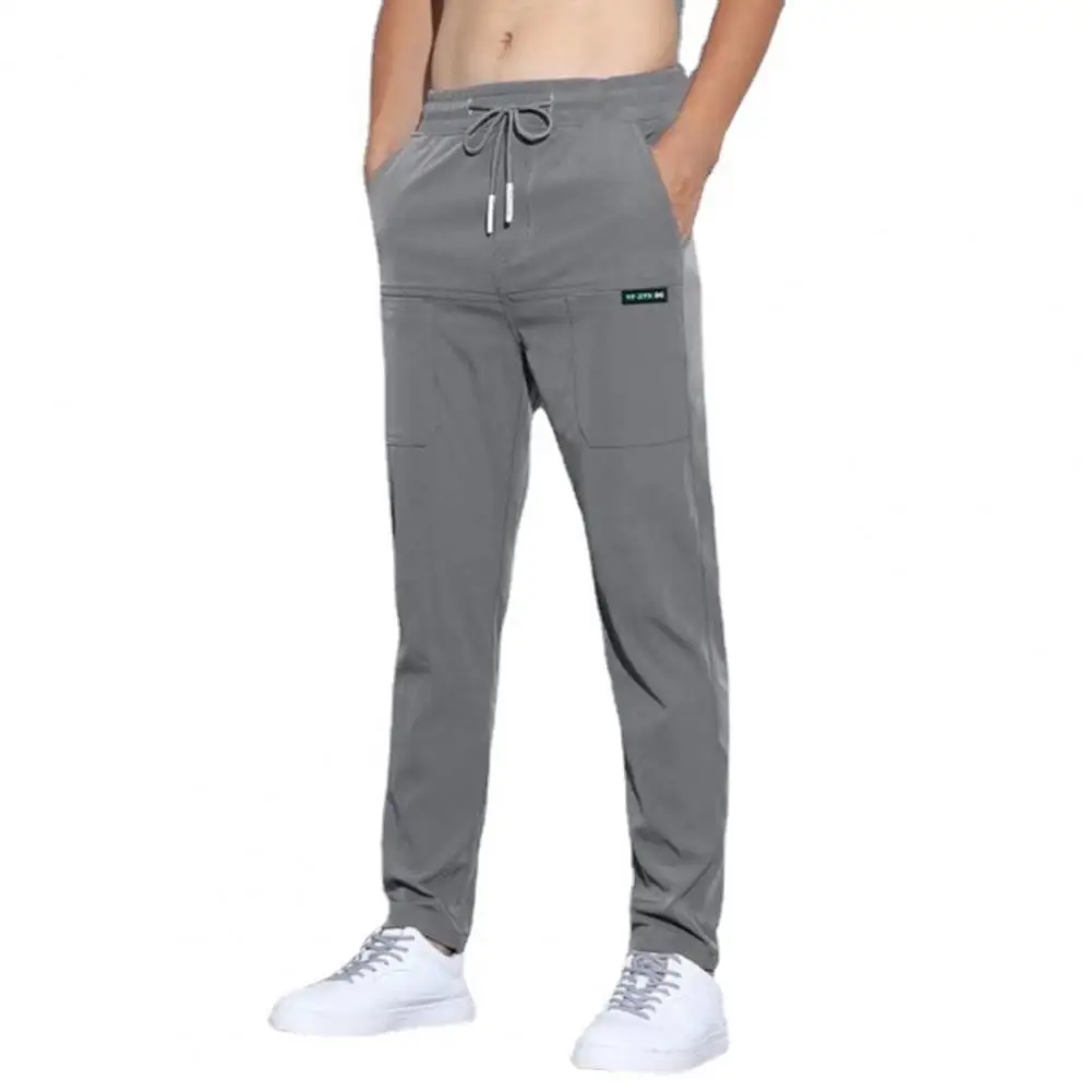 Men Pants Men Pants Drawstring Multi Pockets Summer Pants Men Loose Mid